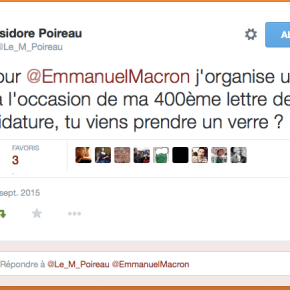 Pour fêter sa 400ème lettre de candidature, il invite @EmmanuelMacron  à prendre un verre…