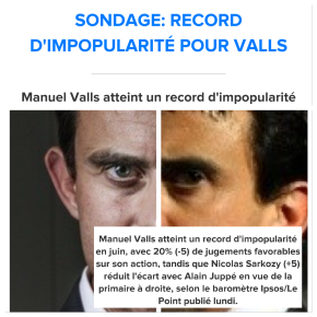 L’impopularité de M.#Valls: Encore une «#ManifStatique ! » (pour rester poli) …