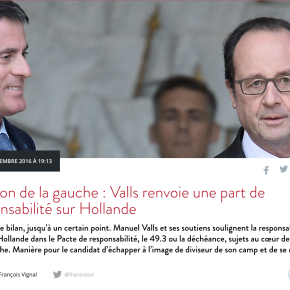 #Trahison et lâcheté, Acte2: Manuel #Valls charge F. #Hollande …