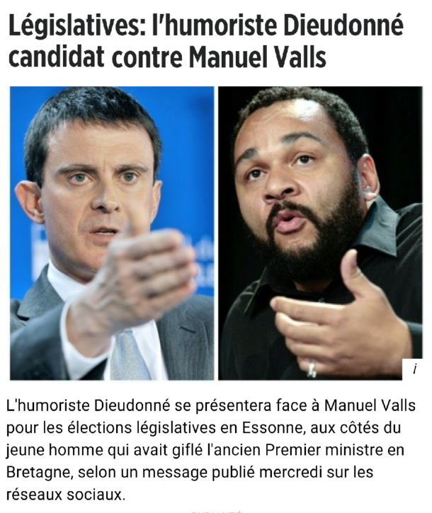 Dieudonné face à Manuel Valls Essonne Législative